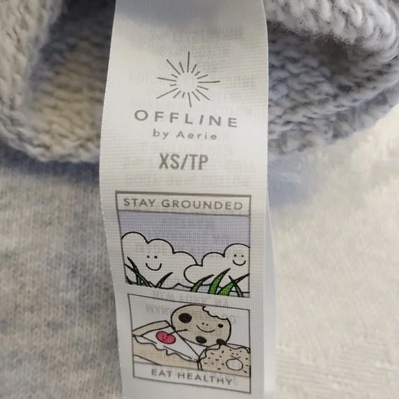 Offline By Aerie Women's Cropped V-Neck Long Sleeves Sweatshirt Size XS Gray - Picture 6 of 10